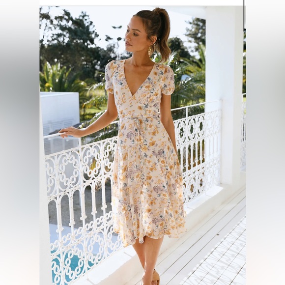 Home With You Midi Dress Beige - Picture 1 of 4